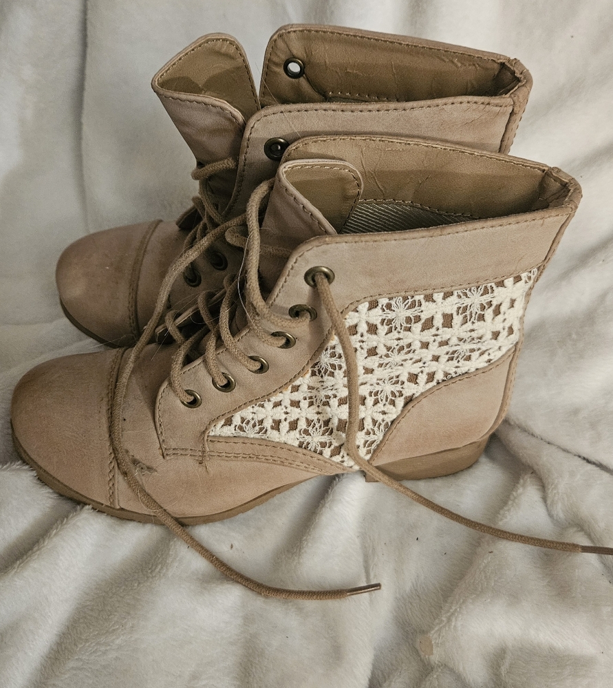 Soda Tan Ankle Boots with LaceDetail